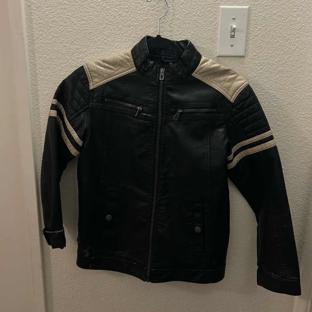 Men's Black and Tan Leather Jacket